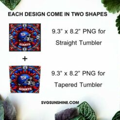 New York Giants Stained Glass Diamond Painting 20oz Tumbler Wrap PNG File