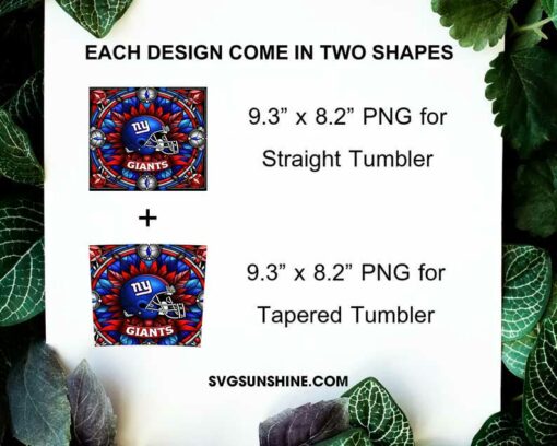 New York Giants Stained Glass Diamond Painting 20oz Tumbler Wrap PNG File