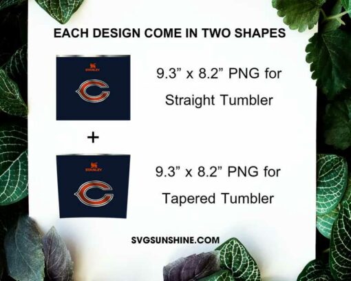 Chicago Bears Football Stanley Cup 20oz Tumbler Wrap PNG File