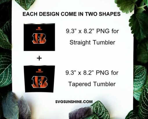 Cincinnati Bengals Football Stanley Cup 20oz Tumbler Wrap PNG File