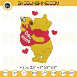 Winnie The Pooh Cupid Embroidery Design Files, Winnie The Pooh Valentine Embroidery Designs