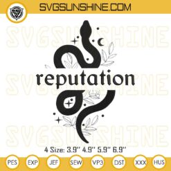 Reputation Snake Embroidery Designs, Taylor Swift Embroidery Design Files