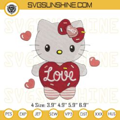 Hello Kitty Sweet Love Embroidery Design Files, Hello Kitty Valentine’s Day Embroidery Design Files