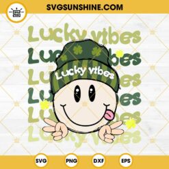Smile Face Lucky Vibes St Patrick’s Day SVG, Irish Funny SVG PNG EPS DXF File