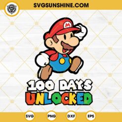 Super Mario 100 Days Unlocked SVG, Mario 100th Day Of School SVG PNG DXF EPS