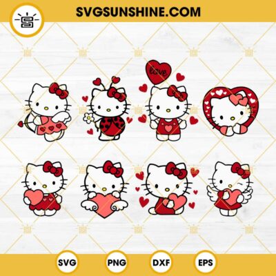 Hello Kitty Valentine Bundle SVG, Hello Kitty Heart SVG, Hello Kitty ...