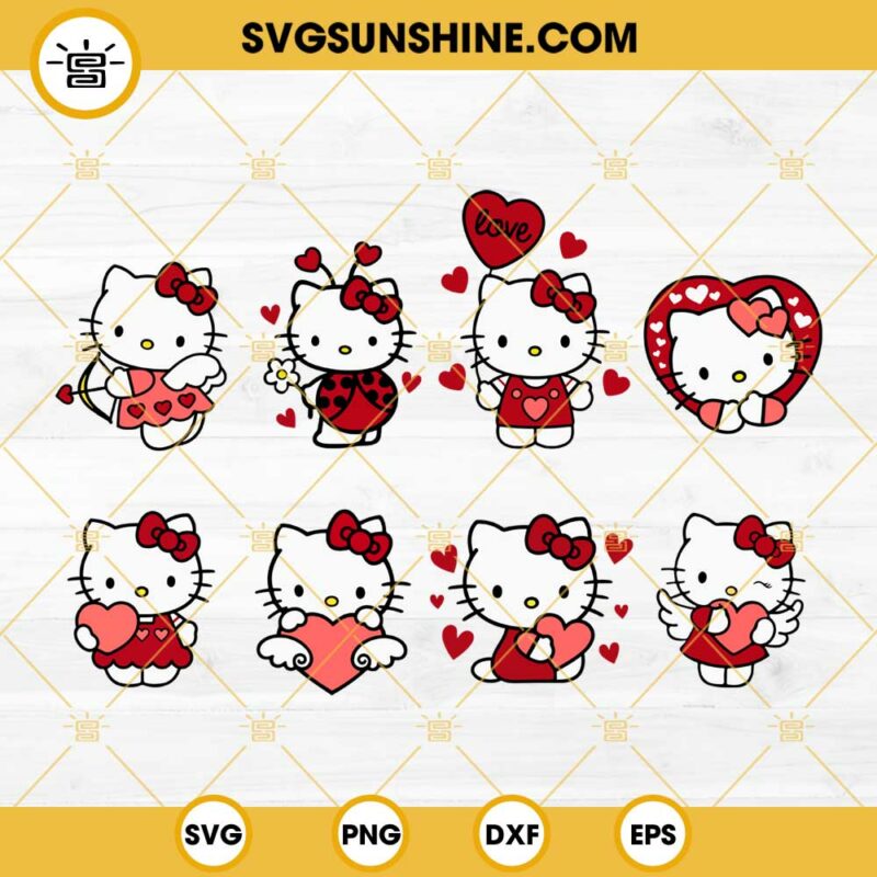 Hello Kitty Valentine Bundle SVG, Hello Kitty Heart SVG, Hello Kitty