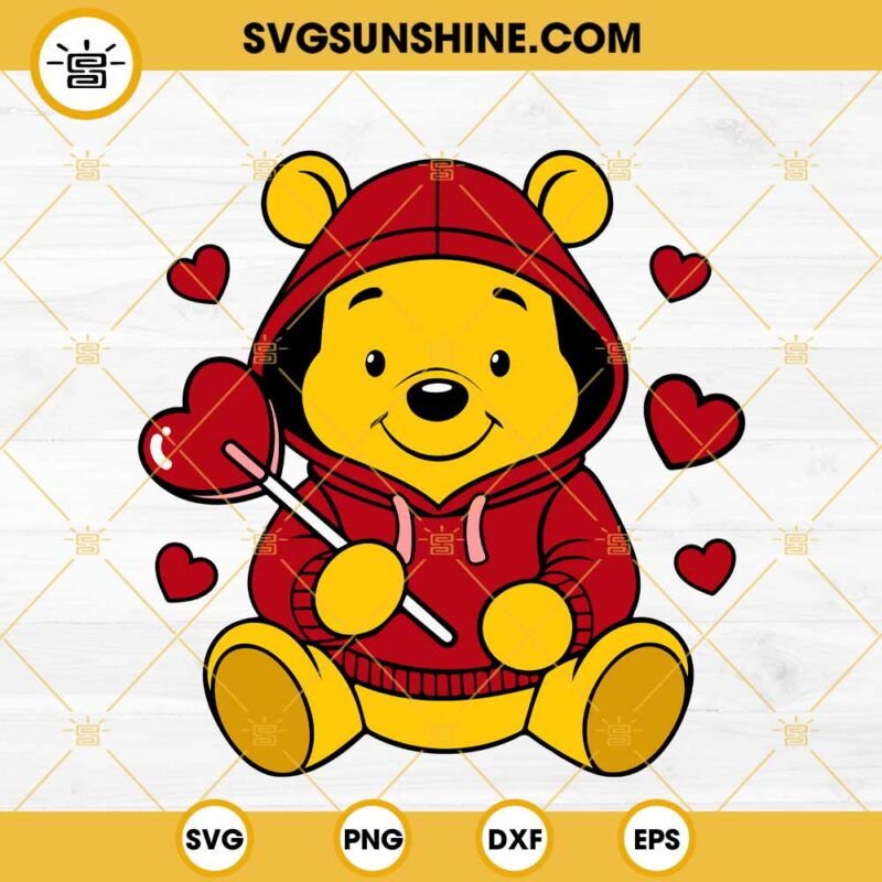 Winnie the Pooh Valentine Svg, Winnie the Pooh Candy Heart Svg, Winnie ...