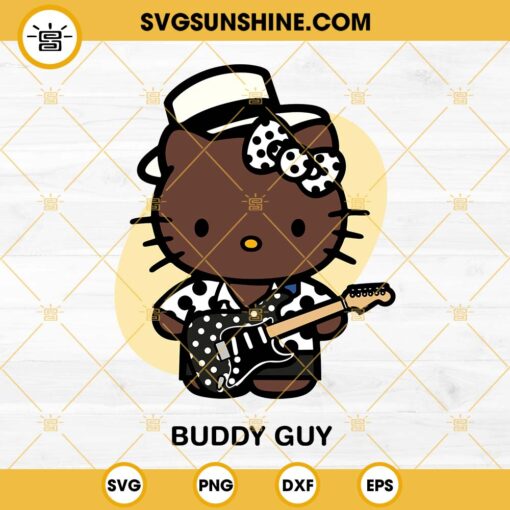 Hello Kitty Buddy Guy SVG, Hello Kitty Guitarist and Singer SVG, Buddy Guy SVG