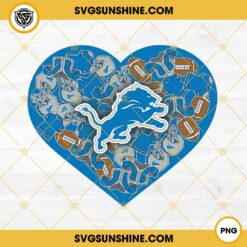 Detroit Lions Heart Valentine PNG File Designs