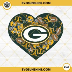 Green Bay Packers Heart Valentine PNG File Designs