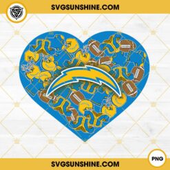 Los angeles Chargers Heart Valentine PNG File Designs