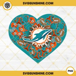Miami Dolphins Heart Valentine PNG File Designs