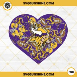 Minnesota Vikings Heart Valentine PNG File Designs