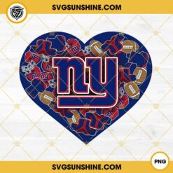 New York Giants Heart Valentine PNG File Designs