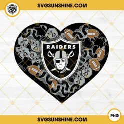 Oakland Raiders Heart Valentine PNG File Designs