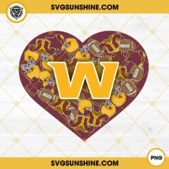 Washington Commanders Heart Valentine PNG File Designs