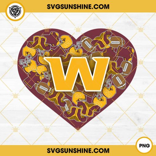 Washington Commanders Heart Valentine PNG File Designs