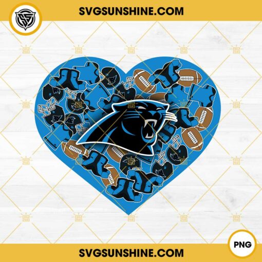 Carolina Panthers Heart Valentine PNG File Designs