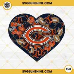Chicago Bears Heart Valentine PNG File Designs