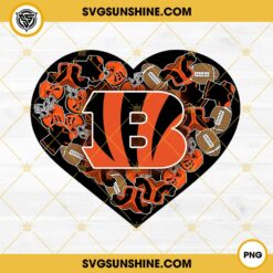 Cincinnati Bengals Heart Valentine PNG File Designs
