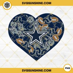 Dallas Cowboys Heart Valentine PNG File Designs