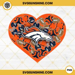Denver Broncos Heart Valentine PNG File Designs