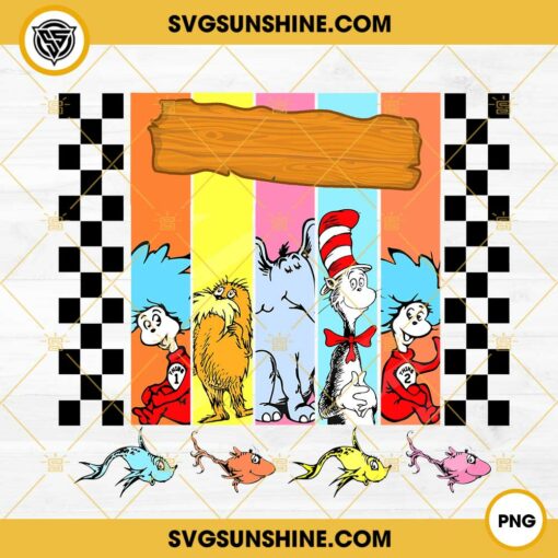 Dr Seuss Friends Custom Name PNG, Reading Day PNG, Dr Seuss Characters PNG