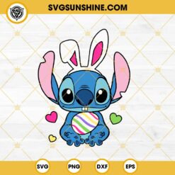 Stitch Angel Easter Bunny SVG, Easter Eggs SVG, Disney Couple Easter SVG PNG DXF EPS Cut Files