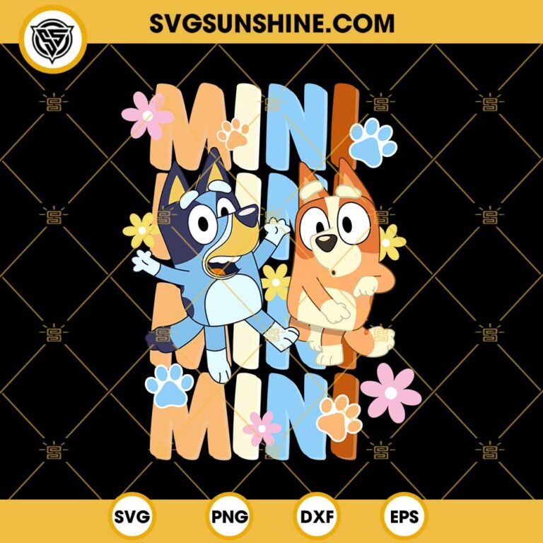 Flowers Bluey Mini SVG, Bluey Family SVG, Bluey Bingo SVG, Mini SVG