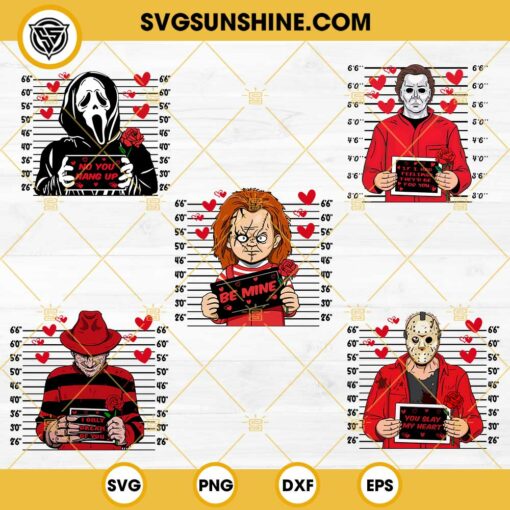 Horror Valentine SVG Bundle, Horror Killer Character Movie Valentines SVG, Be Mine Valentine SVG