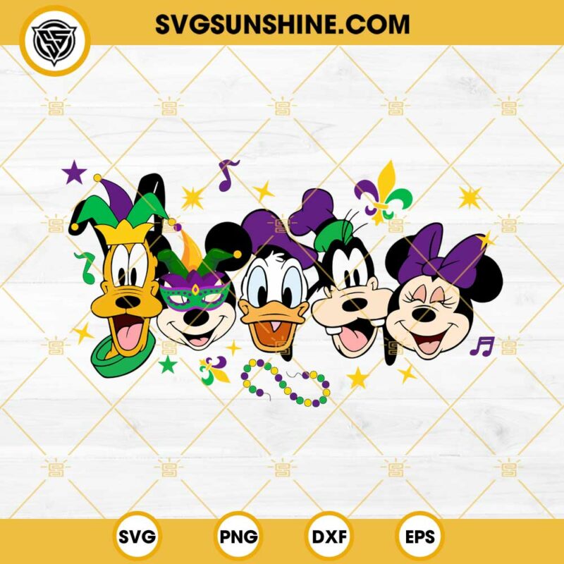 Mickey And Friends Mardi Gras SVG, Disney Mardi Gras SVG PNG EPS DXF File