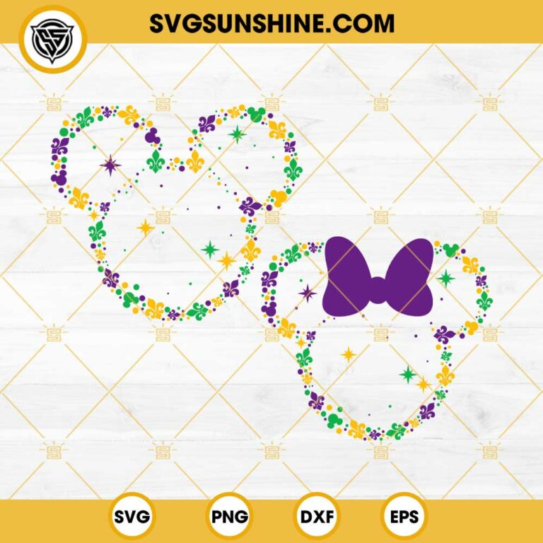 Mickey And Minne Head Mardi Gras SVG, Disney Mardi Gras 2024 SVG PNG ...