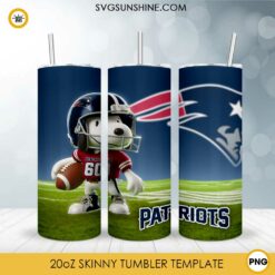 New England Patriots Football Snoopy 3D 20oz Tumbler Wrap PNG File