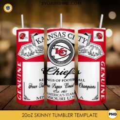 Kansas City Chiefs Four Time Super Bowl Champions Budweiser 20oz Tumbler Wrap PNG File