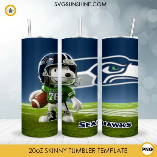 Seattle Seahawks Football Snoopy 3D 20oz Tumbler Wrap PNG File