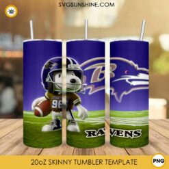 Baltimore Ravens Football Snoopy 3D 20oz Tumbler Wrap PNG File