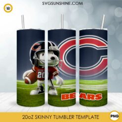 Chicago Bears Football Snoopy 3D 20oz Tumbler Wrap PNG File