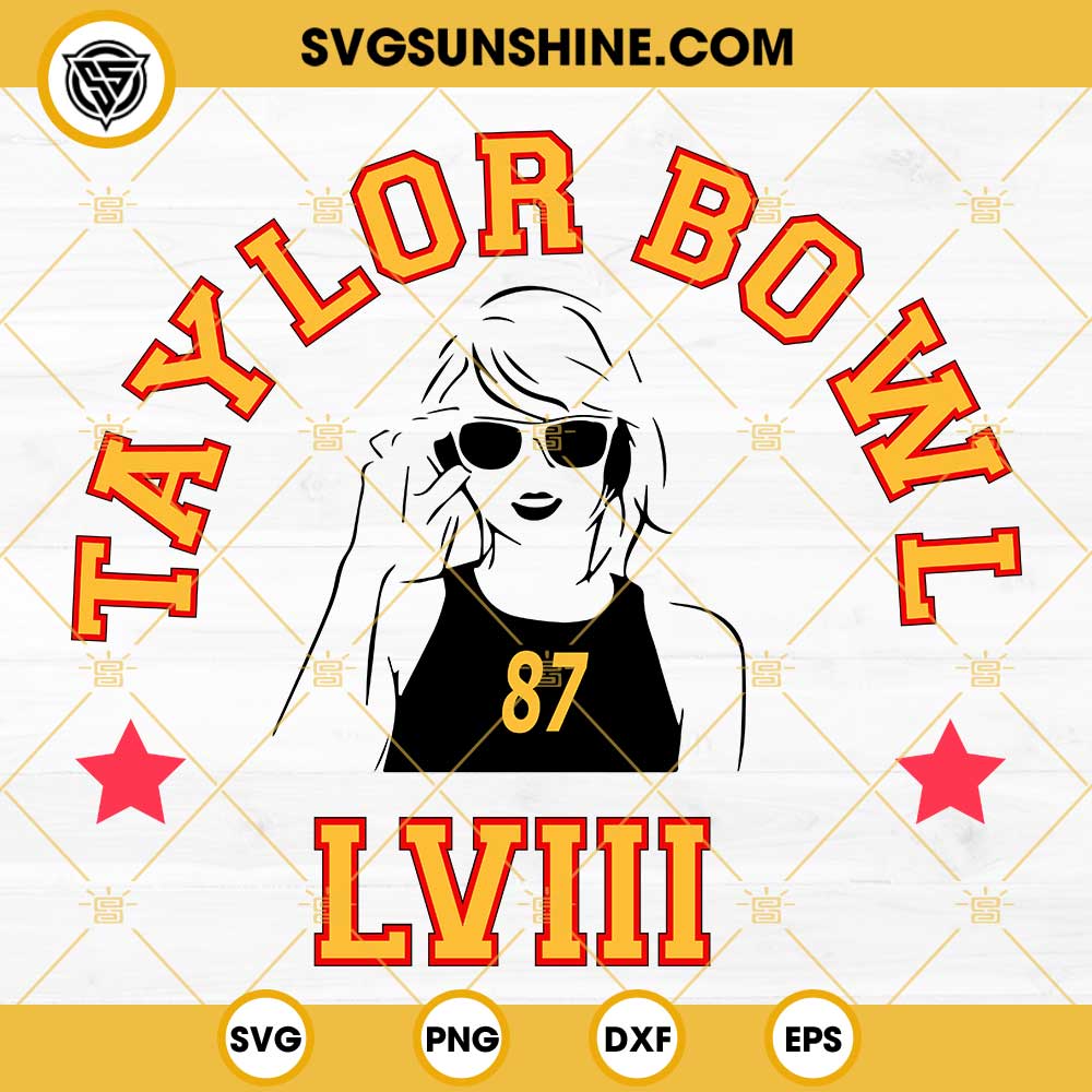 Taylor Bowl LVIII SVG, Taylor Swift 87 KC 2024 SVG PNG EPS DXF File