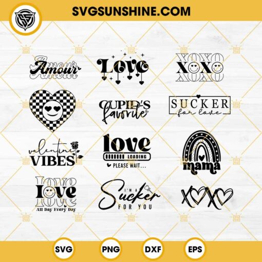 Valentine SVG Bundle, Happy Valentine SVG, Im A Sucker For You SVG, Xoxo SVG