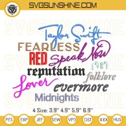 Albums Taylor Swift Embroidery Designs, The Eras Tour Embroidery Design Files