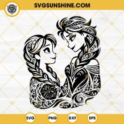 Anna And Elsa SVG PNG DXF EPS Cut Files For Cricut Silhouette