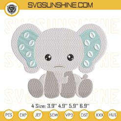 Baby Elephant Embroidery Designs, Cute Elephant Machine Embroidery Design File