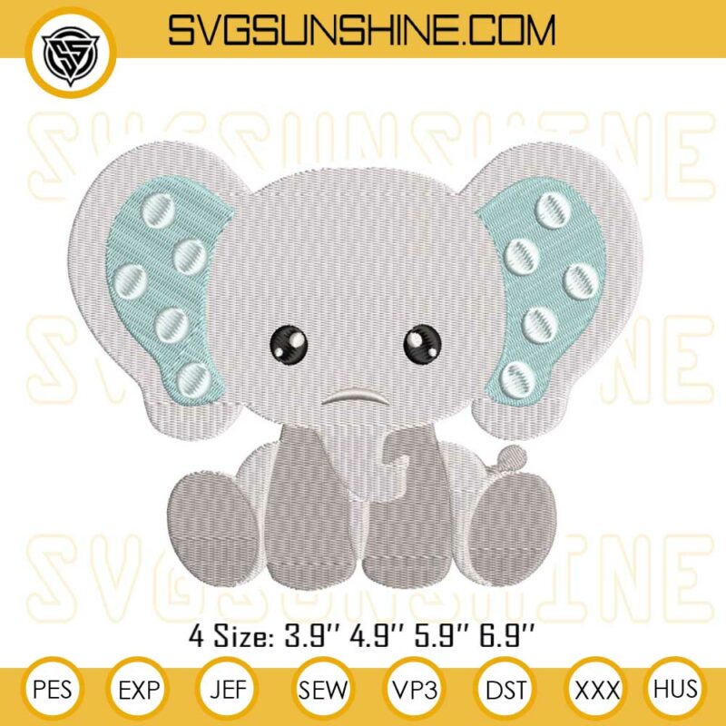 Baby Elephant Embroidery Designs, Cute Elephant Machine Embroidery ...