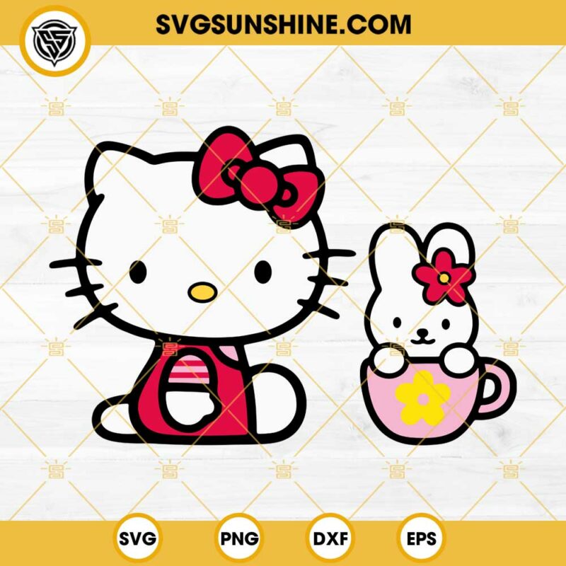 Baby Hello Kitty SVG, Hello Kitty And Cute Rabbit SVG