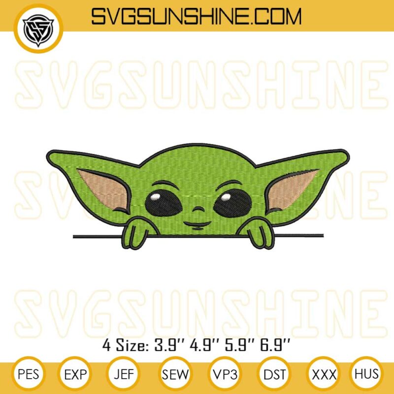 Baby Yoda Embroidery Designs, Cute Yoda Embroidery Design