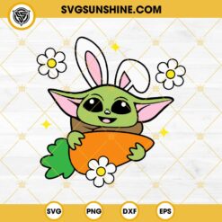 Baby Yoda Happy Easter Day SVG, Baby Yoda Easter SVG, Cute Baby Yoda Carrot SVG