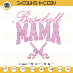 Baseball Mama Embroidery Design Files, Baseball Happy Mother's Day Embroidery Pattern