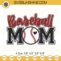 Baseball Mom Embroidery Design Files