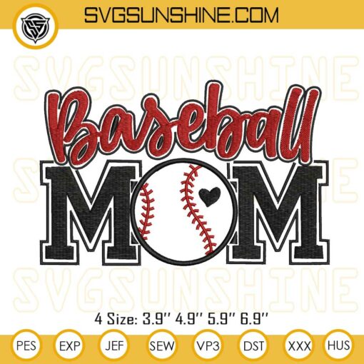 Baseball Mom Embroidery Design Files